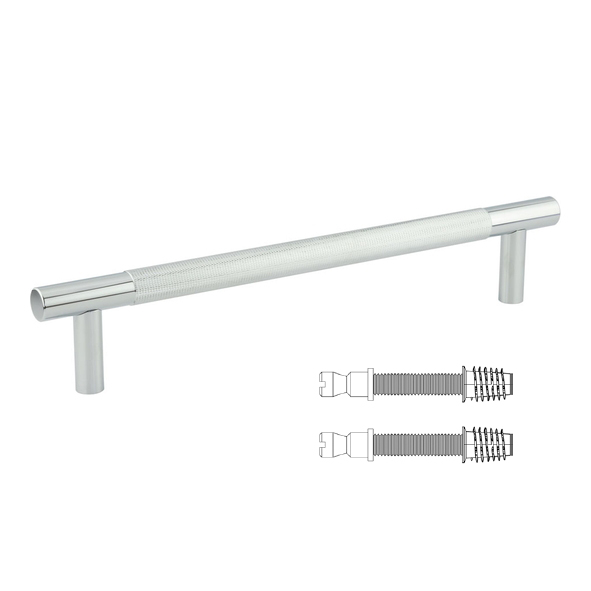 JV1800PCFF : 300 x 19mm : Polished Chrome : Jedo Bari Knurled Secret Bolt Fix Pull Handle
