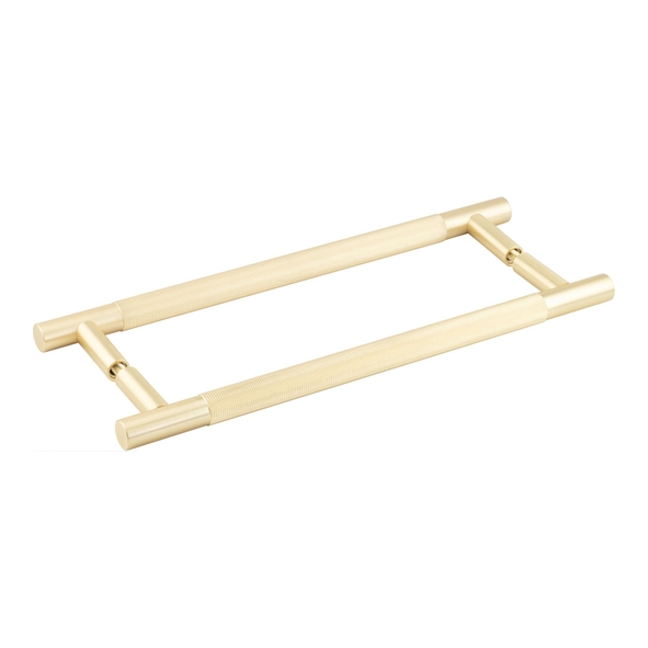 JV1800SBB2B : 300 x 19mm : Satin Brass : Jedo Bari Knurled Back To Back Pull Handles