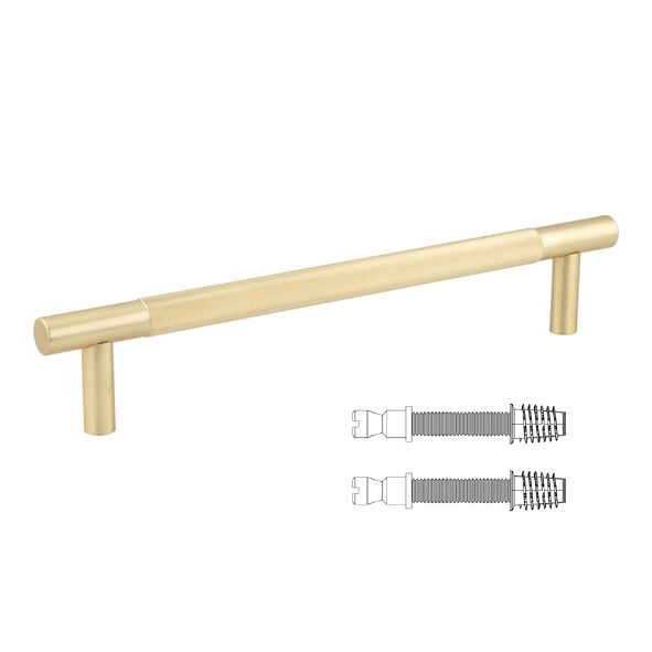 JV1800SBFF : 300 x 19mm : Satin Brass : Jedo Bari Knurled Secret Bolt Fix Pull Handle
