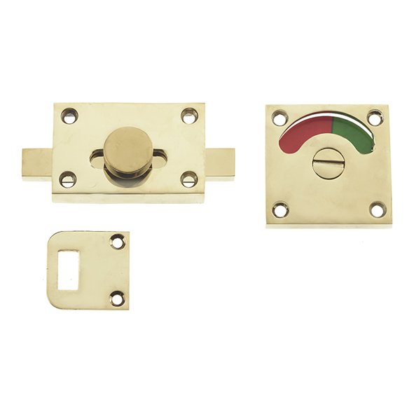 JV2552PVD • Polished Brass • Cubicle Slide Bolt With Square Indicator