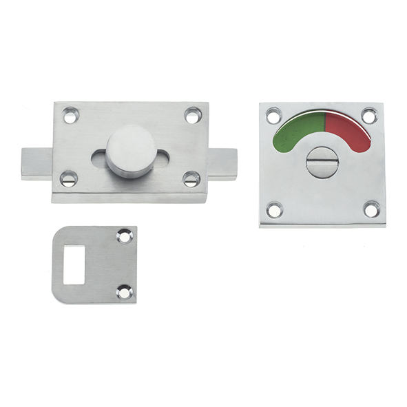 JV2552SC • Satin Chrome • Cubicle Slide Bolt With Square Indicator