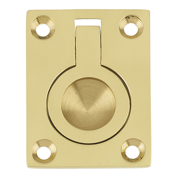 JV424APB • 50 x 38mm • Polished Brass • Traditional Open Aperture Flush Ring Handles