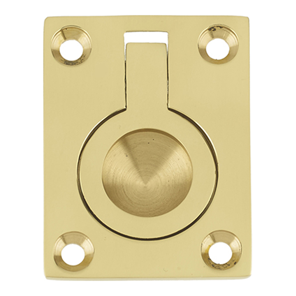 JV424APB  50 x 38mm  Polished Brass  Traditional Open Aperture Flush Ring Handles