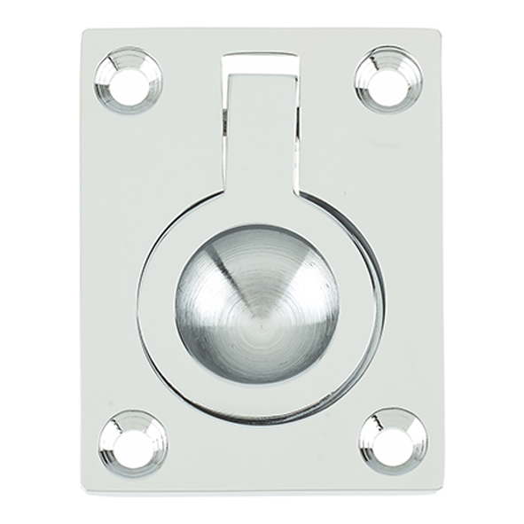 JV424APC • 50 x 38mm • Polished Chrome • Traditional Open Aperture Flush Ring Handles