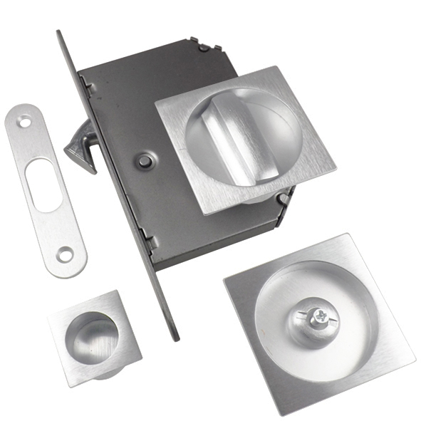 JV827SC • For 35 to 38mm Door • Satin Chrome • Sliding Bathroom Lock Set With Square Fittings