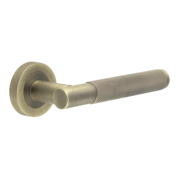 JV850AB  Antique Brass  Jedo Bari Knurled Levers On Round Roses
