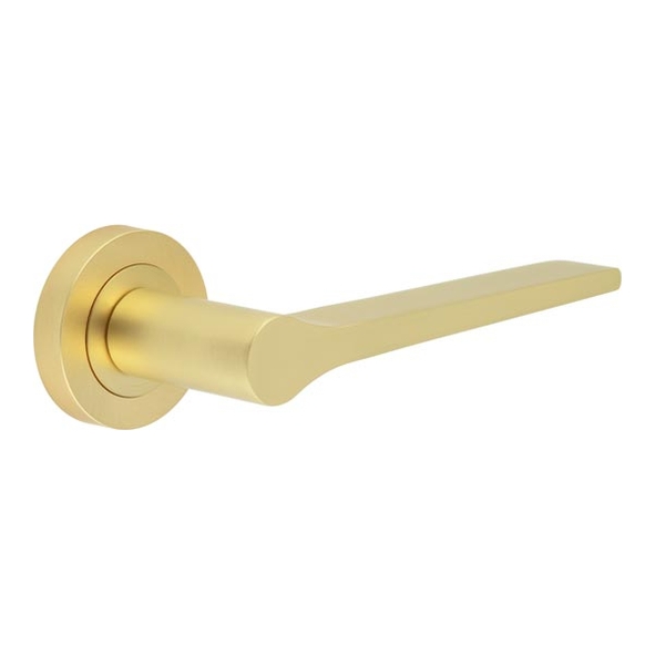 JV851SB  Satin Brass  Jedo Geo Levers On Round Roses