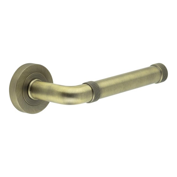 JV853AB  Antique Brass  Jedo Midtown Levers On Round Roses