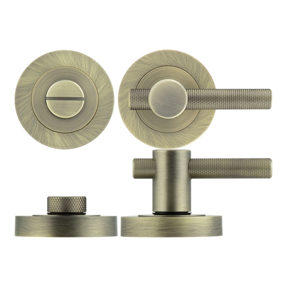 JV855AB  Antique Brass  Jedo Knurled Bathroom Turn With Release