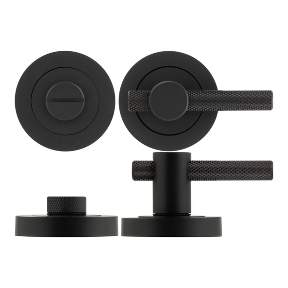 JV855MB  Matt Black  Jedo Knurled Bathroom Turn With Release