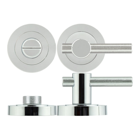 JV855PC  Polished Chrome  Jedo Knurled Bathroom Turn With Release