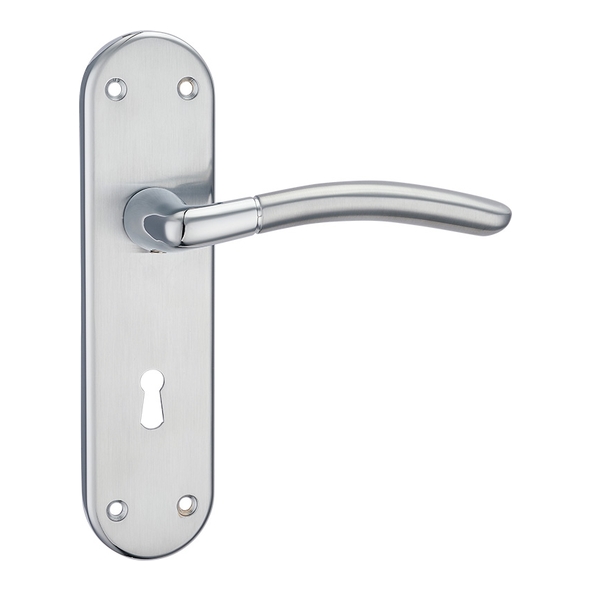 FLOCAMA-SPC  Std Lock [57mm]  Satin / Polished Chrome  Fortessa Amalfi Levers On Backplates