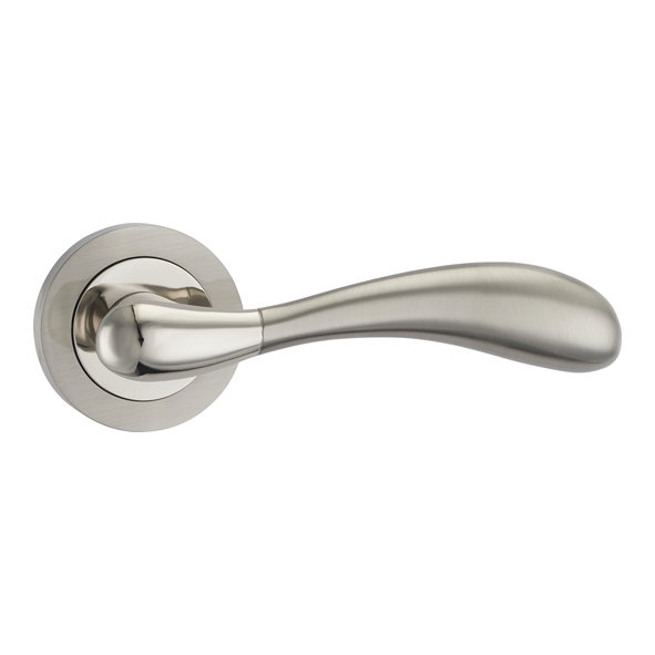 FDEMAY-SN/NP • Satin / Polished Nickel • Fortessa Maya Levers On Round Roses