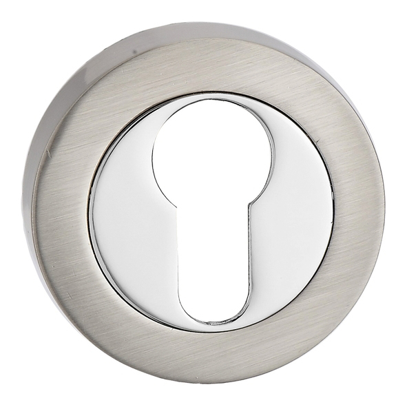 FEESC-SN/CP � Satin Nickel / Polished Chrome � Fortessa Round Euro Cylinder Escutcheons