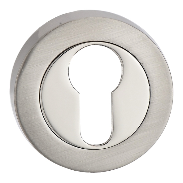 FEESC-SN/NP  Satin / Polished Nickel  Fortessa Round Euro Cylinder Escutcheons