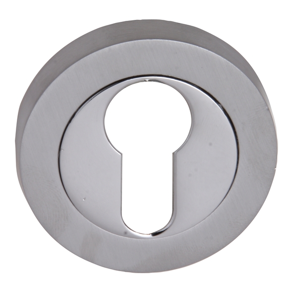 FEESC-SPC • Satin / Polished Chrome • Fortessa Round Euro Cylinder Escutcheons