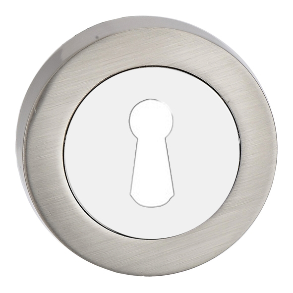 FESC-SN/CP � Satin Nickel / Polished Chrome � Fortessa Round Mortice Key Escutcheons
