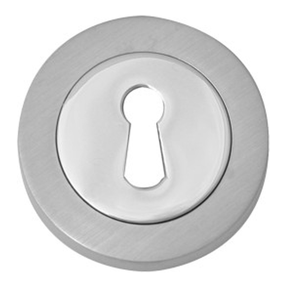 FESC-SN/NP  Satin / Polished Nickel  Fortessa Round Mortice Key Escutcheons