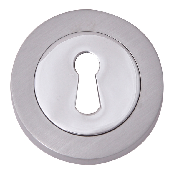 FESC-SPC • Satin / Polished Chrome • Fortessa Round Mortice Key Escutcheons