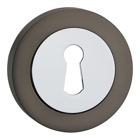 FGESC-GMG • Black / Polished Nickel • Fortessa Round Mortice Key Escutcheons