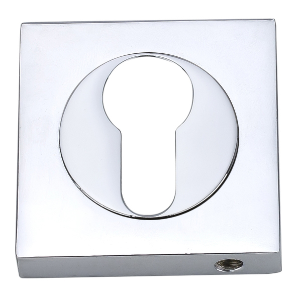 FSEESC-PC • Polished Chrome • Fortessa Square Euro Cylinder Escutcheons