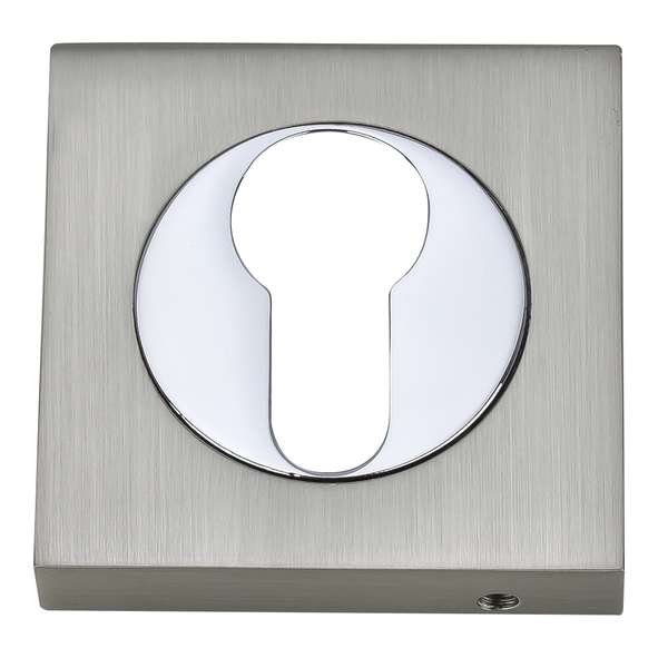 FSEESC-SPC  Satin / Polished Chrome  Fortessa Square Euro Cylinder Escutcheons