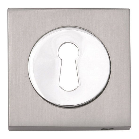 FSESC-SN/CP  Sat Nickel / Pol Chrome  Fortessa Square Mortice Key Escutcheons