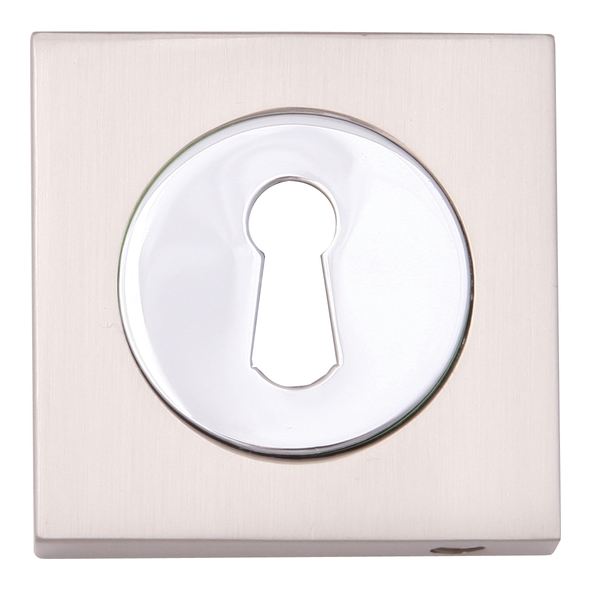 FSESC-SPC • Satin / Polished Chrome • Fortessa Square Mortice Key Escutcheons