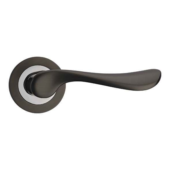 FGOMYS-GMG � Black / Polished Nickel � Fortessa Mystique Levers On Round Roses