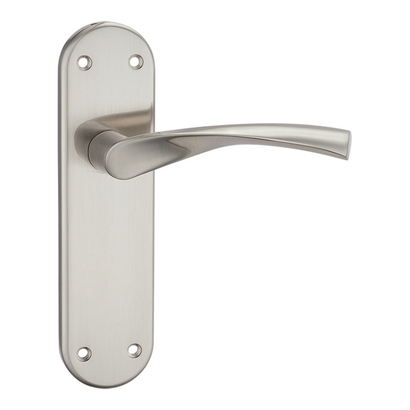 FLATVER-SN  Long Plate Latch  Satin Nickel  Fortessa Verto Levers On Backplates