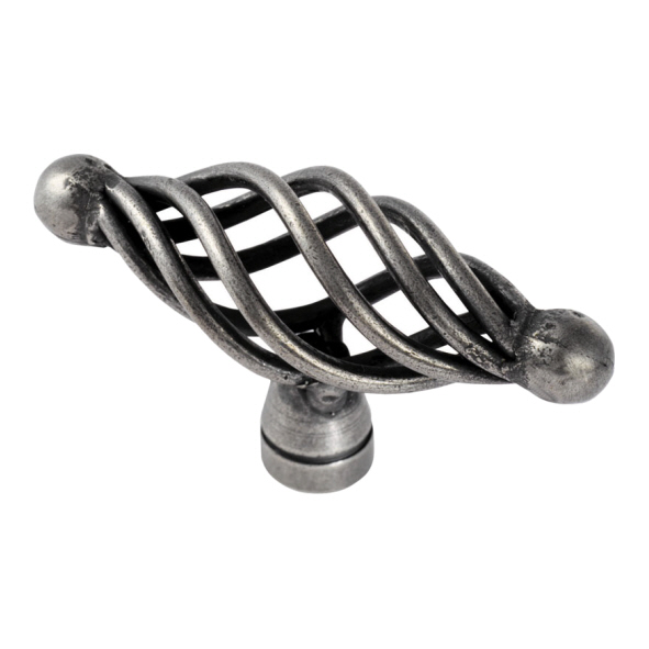 FTD1230BAS  65 x 14 x 35mm  Antique Steel  Fingertip Design Steel Cage Oval Cabinet Knob