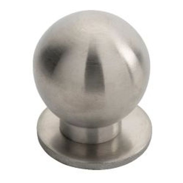 FTD425BSS • 30 x 30 x 35mm • Satin Stainless • Fingertip Design Ball With Loose Rose Cabinet Knob