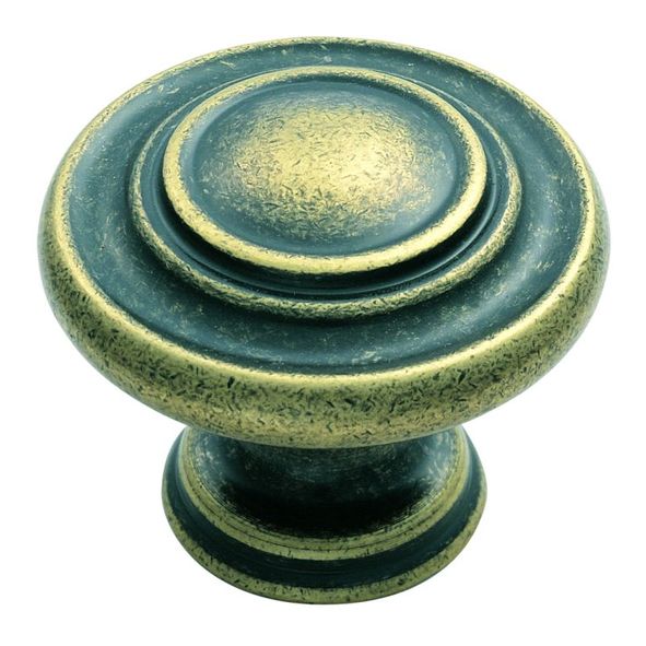 FTD515AB • 34 x 20 x 26mm • Antique Brass • Fingertip Design Traditional Ringed Cabinet Knob