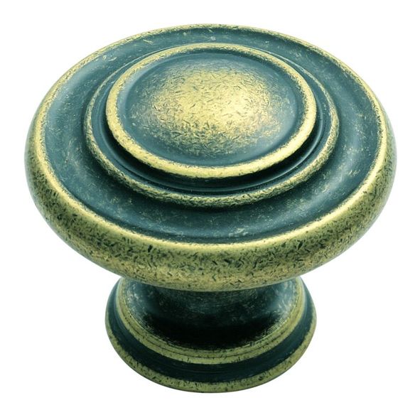 FTD515AB  34 x 20 x 26mm  Antique Brass  Fingertip Design Traditional Ringed Cabinet Knob