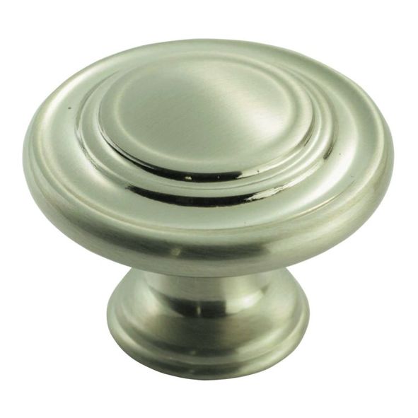 FTD515SN  34 x 20 x 26mm  Satin Nickel  Fingertip Design Traditional Ringed Cabinet Knob