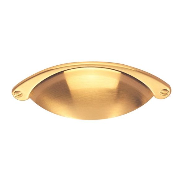 FTD555SB • 64 x 104 x 25mm • Satin Brass • Fingertip Design Traditional Cabinet Cup Handle