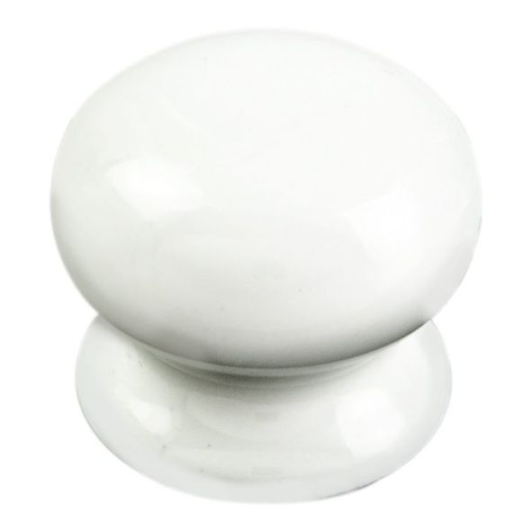 FTD620APWH • 30 x 27 x 27mm • White Porcelain • Fingertip Design Bun Porcelain Cabinet Knob