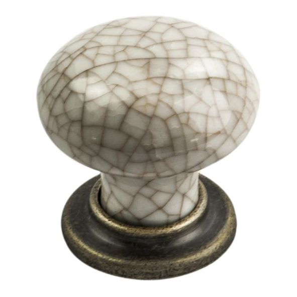 FTD630AABIC  37 x 28 x 35mm  Aged Brass / Ivory  Fingertip Design Bun Porcelain With Loose Rose Cabinet Knob