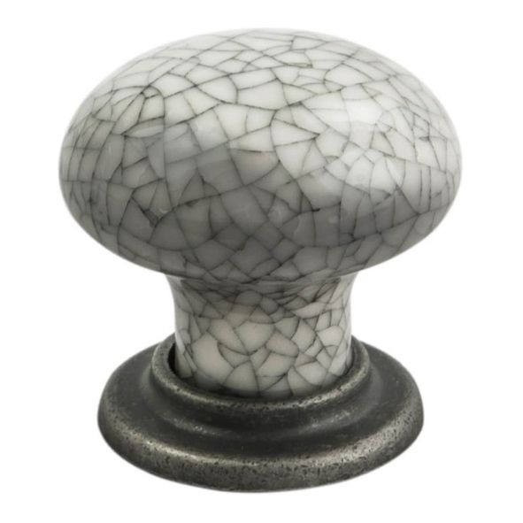 FTD630AASMC • 37 x 28 x 35mm • Aged Steel / Midnight • Fingertip Design Bun Porcelain With Loose Rose Cabinet Knob