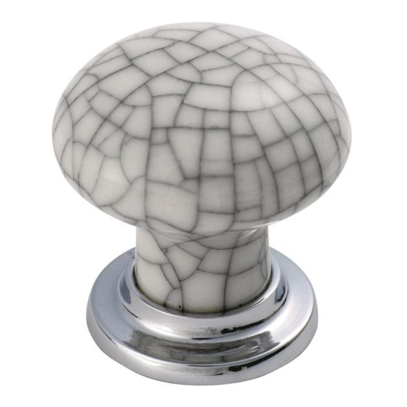 FTD630ACPMC  37 x 28 x 35mm  Polished Chrome / Matt Chrome  Fingertip Design Bun Porcelain With Loose Rose Cabinet Knob