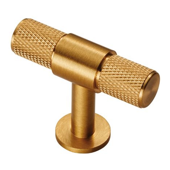 FTD701SB • 50 x 13 x 40mm • Satin Brass • Fingertip Design Knurled T-Bar Cabinet Knob