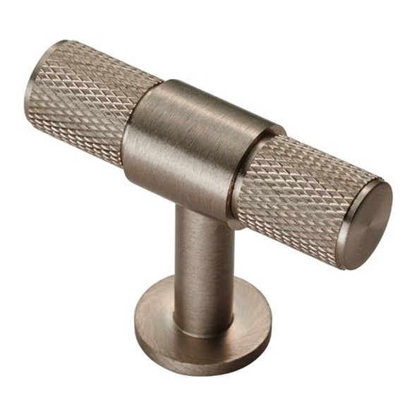 FTD701SN • 50 x 13 x 40mm • Satin Nickel • Fingertip Design Knurled T-Bar Cabinet Knob