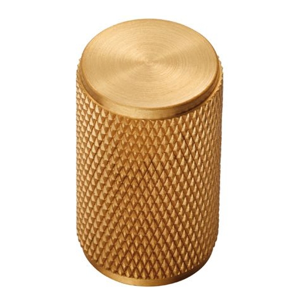 FTD702SB • 18 x 30mm • Satin Brass • Fingertip Design Knurled Cylindrical Cabinet Knob