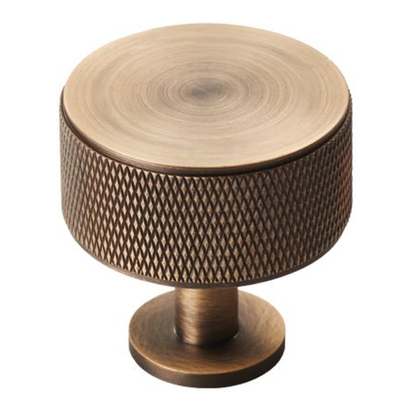 FTD703AB  35 x 34mm  Antique Brass  Fingertip Design Knurled Radio Cabinet Knob