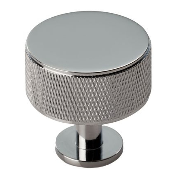 FTD703CP  35 x 34mm  Polished Chrome  Fingertip Design Knurled Radio Cabinet Knob