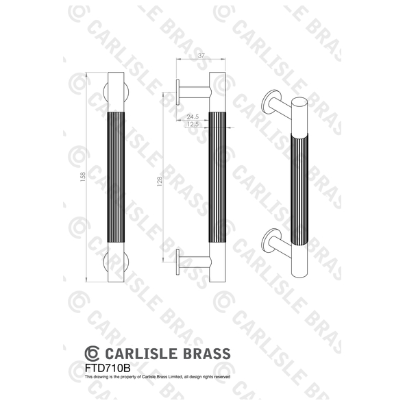 FTD710BMB • 128 c/c x 158 x 12 x 36mm • Matt Black • Fingertip Design Lines Cabinet Pull Handle