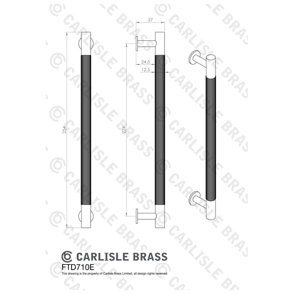 FTD710EMB • 224 c/c x 254 x 12 x 36mm • Matt Black • Fingertip Design Lines Cabinet Pull Handle