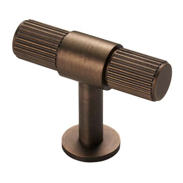 FTD711AB • 50 x 13 x 40mm • Antique Brass • Fingertip Design Lines T-Bar Cabinet Knob