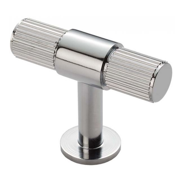 FTD711CP  50 x 13 x 40mm  Polished Chrome  Fingertip Design Lines T-Bar Cabinet Knob