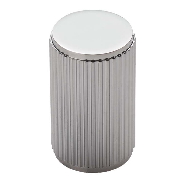 FTD712CP • 18 x 30mm • Polished Chrome • Fingertip Design Lines Cylindrical Cabinet Knob